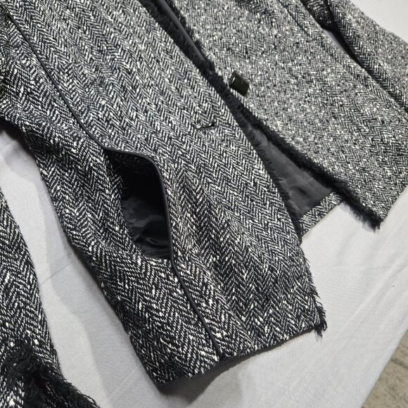 Doncaster Collection Blazer‎ Women's Size 8P Black Tweed Fringe Wool Blend - Picture 6 of 16